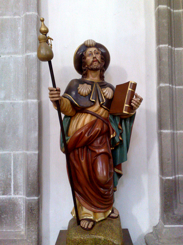 Allgegenwärtig damit nicht vergessen wird, wo man sich gerade befindet: Jakobus der Ältere. Hier in der Klosterkirche von Samos.