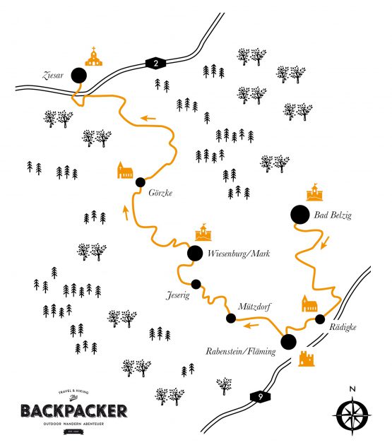 Knapp 90 Kilometer führt das Teilstück des Burgenwanderwegs durch den Nationalpark Hoher Fläming. © 2015 Sven Becker, dotsperinch.eu