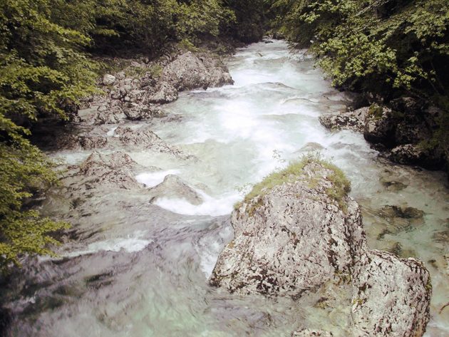 Der Savici-Fluss: aufgrund des Regens der letzten Tage ein strömender, sonst eher ein plätschender Bach.