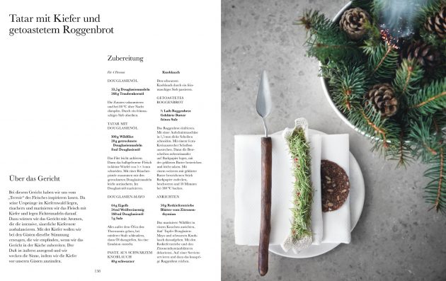 Tatar mit Kiefer und getoastetem Roggenbrot // © Nordic by Nature, Gestalten 2018
