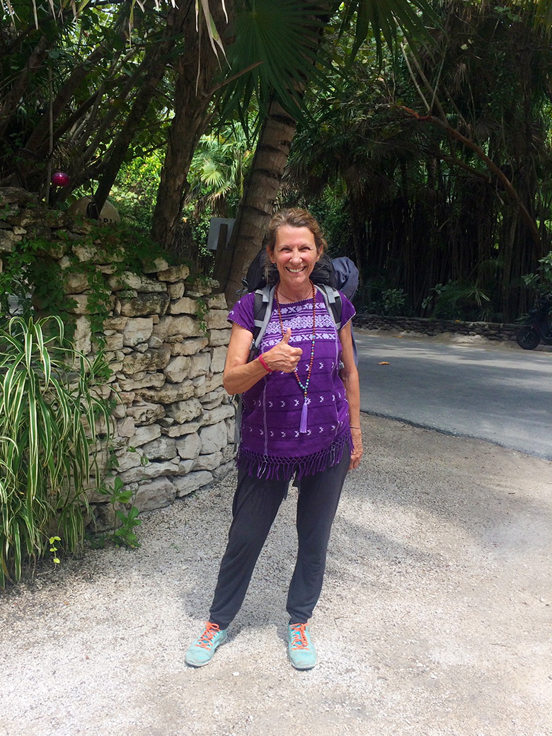 Seit 40 Jahren mit dem Backpack unterwegs (Tulum, Mexico) // © Gitti Müller, privat